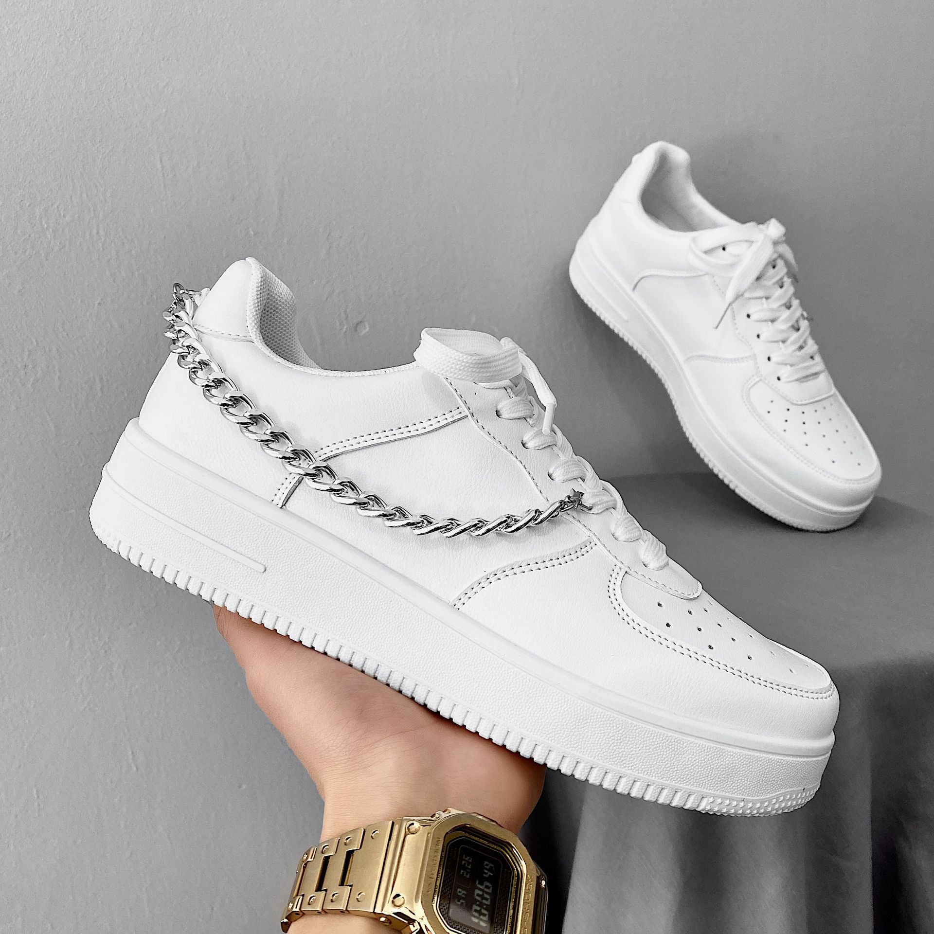 chain fashion trendy shoes B71 white