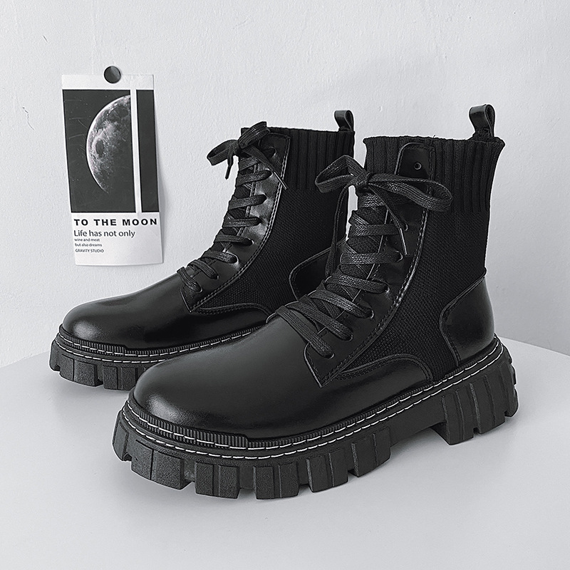 High top fly woven leather boots B5