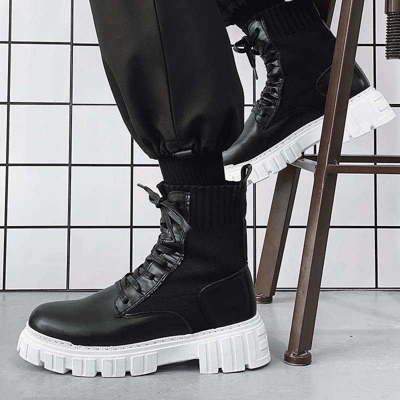 High top fly woven leather boots B6