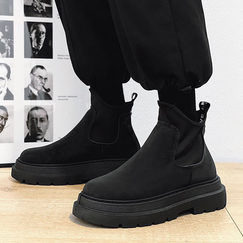 leather high boots B19 black