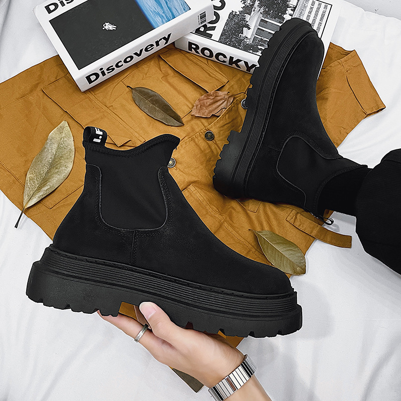 leather high boots B19 black