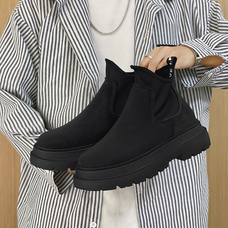 leather high boots B19 black