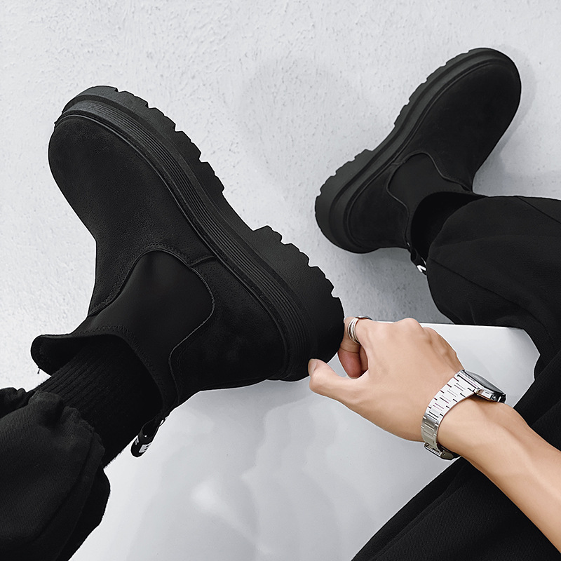 leather high boots B19 black