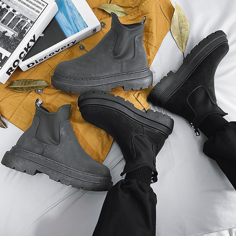 leather high boots B19 black