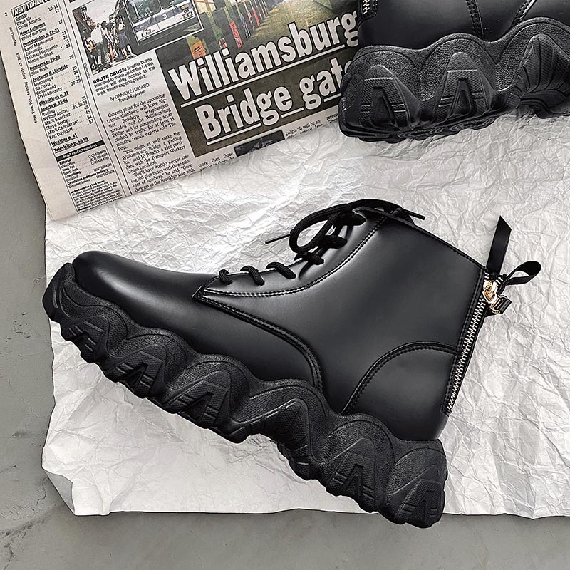 leather zipped biker boots B21