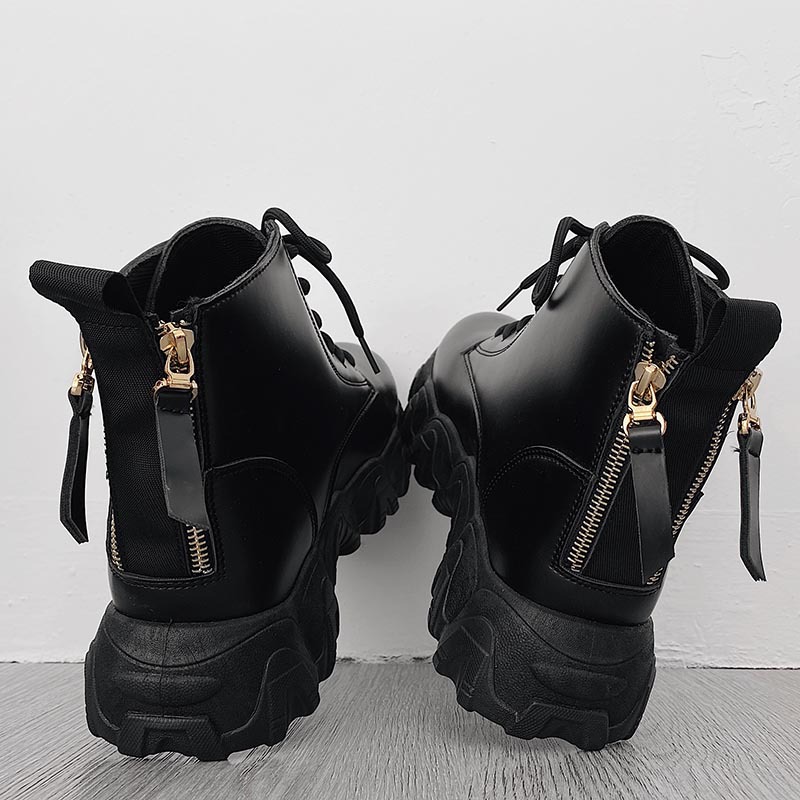 leather zipped biker boots B21