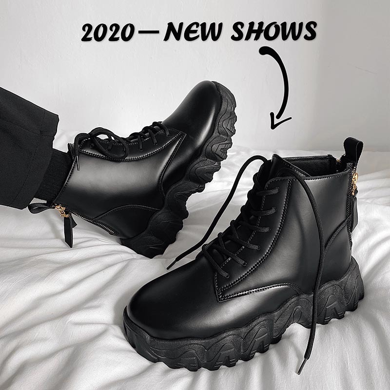 leather zipped biker boots B21