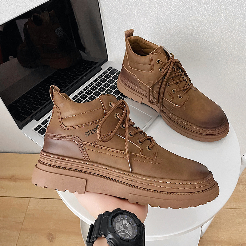 trendy retro leather boots B31 brown