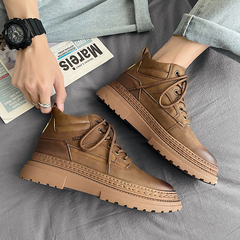 trendy retro leather boots B31 brown