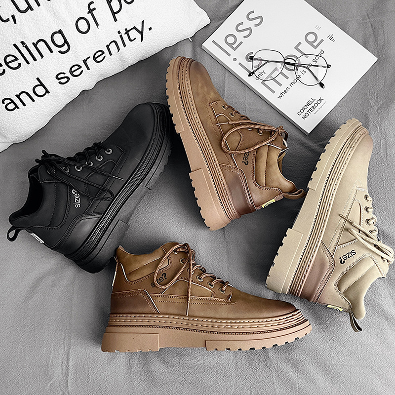 trendy retro leather boots B31 brown