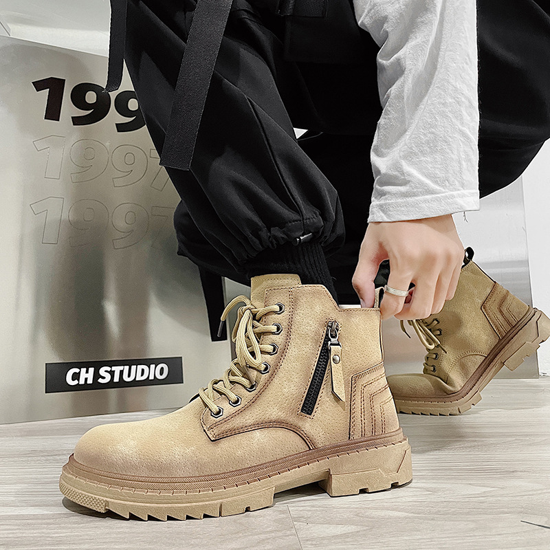 zipper biker boots B30 brown