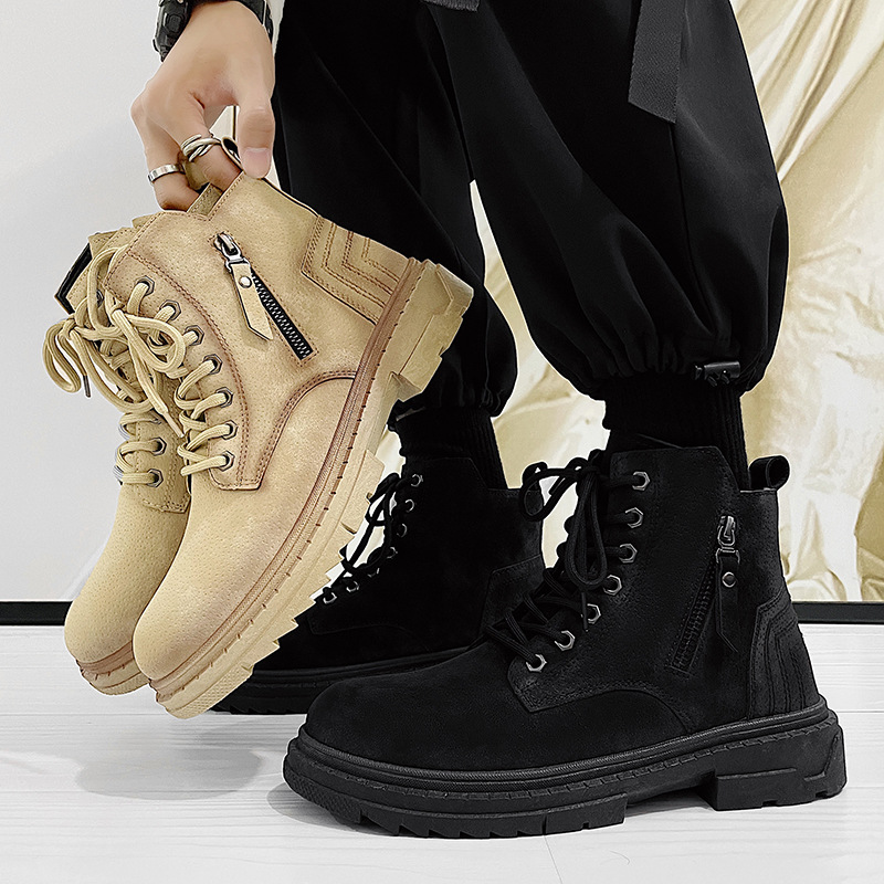 zipper biker boots B30 brown